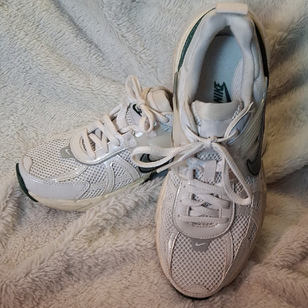 Nike White and Green Athletic Shoes